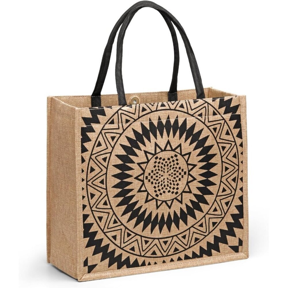 Women Yellow01 14''x12'' Large Tote Bag with Laminated Interior and Soft Handles